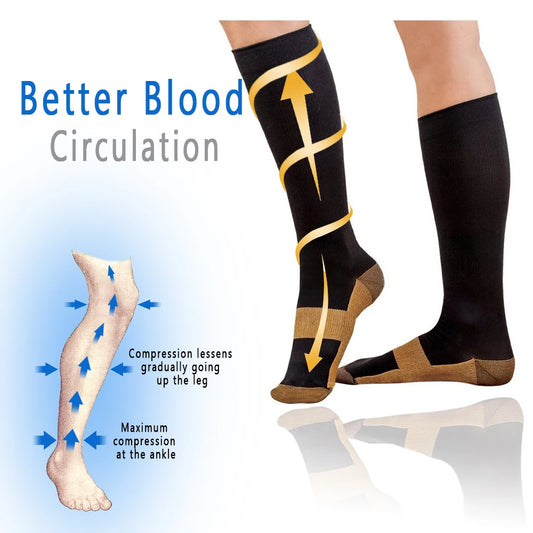 Copper Compression Socks Fatigue Pain Relief